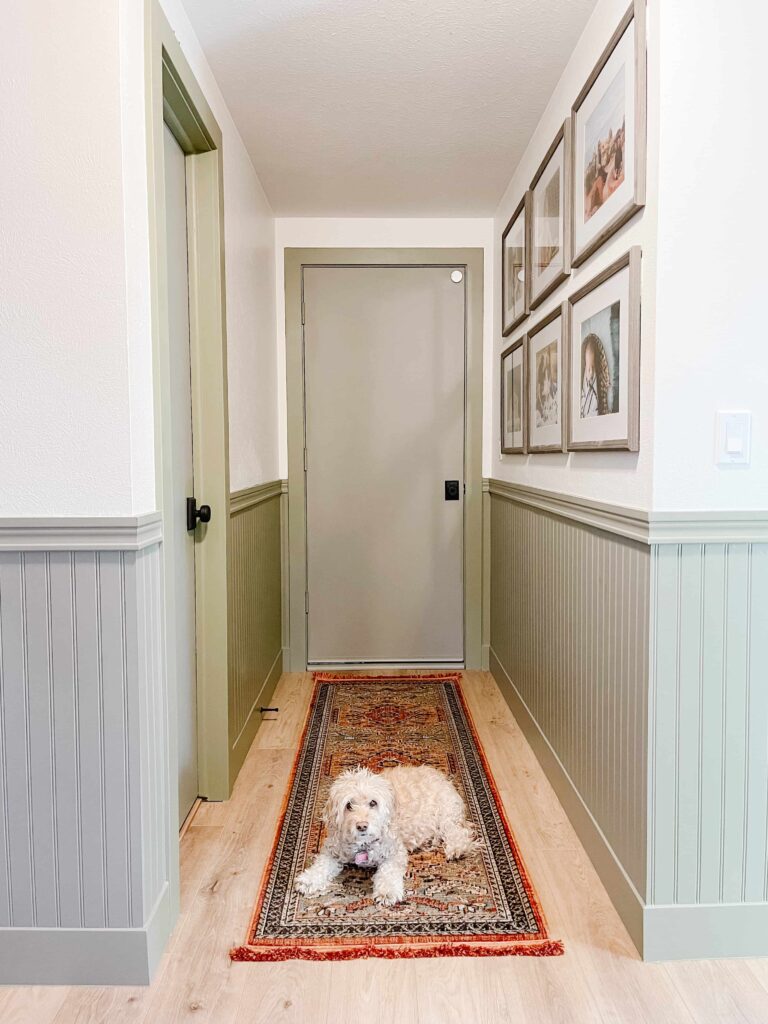 Colorful Beadboard Wainscoting at our Small Mudroom - Sprucing Up Mamahood